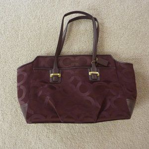 Coach Alexis Burgundy Sateen Shoulder Tote